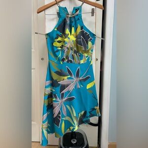 Guess by Marciano Tropical Print Dress in Blue and Yellow
